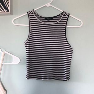 Black and white striped crop top